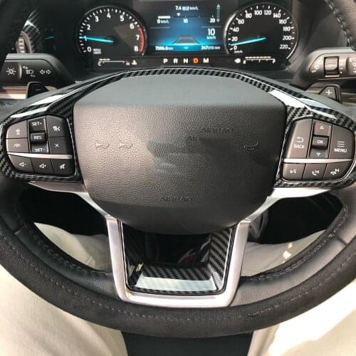 For Ford Explorer 2020 2021 ABS Carbon Fiber Car Steering Wheel Cover Trim Sticker Interior Accessories Car-styling Frames