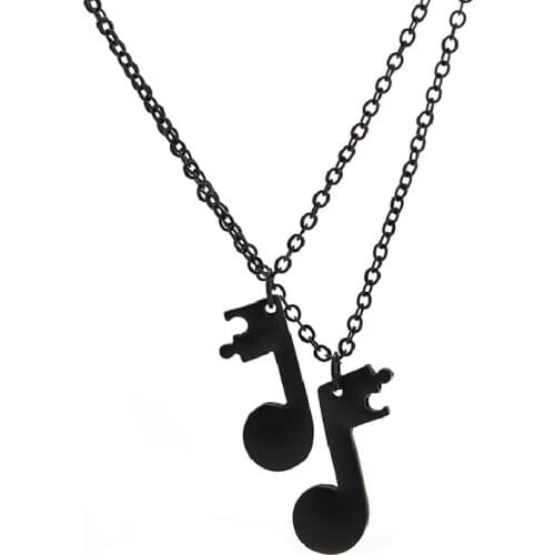 Stitching Musical Note Double Necklace Pair Silver Plated Black Golden Necklace for Women