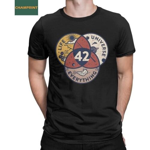 42 The Answer To Life The Universe And Everything Douglas Adams T-Shirts for Men Cotton Tee Shirt Fun T Shirt Summer Clothing