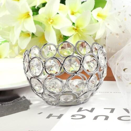 Crystal Tealight Candle Lantern Holders Gold Silver Candlesticks for Wedding Xmas Party Dinner Table Centerpieces Home Decor