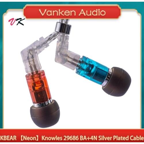 KBEAR Neon HIFI Music 1BA Knowles 29689 Balanced Armature Wired In Ear Detachable Audio Cable Headphone Earbuds BA DD Earphone