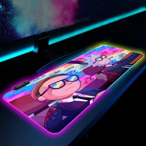Anime Morty Gaming RGB MousePad Large Locking Edge Speed Game Gamer LED Mouse Pad Soft Laptop keyboard mouse pad led mouse pad