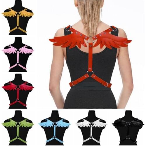 Angel Wings Vitality Leather Accessories Garters Lingerie Black Adjustable Harness Bondage Body Cosplay Harajuku Gothic Belt