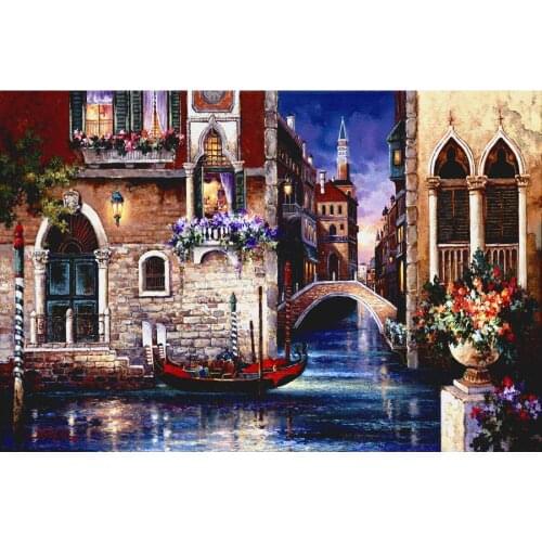 Colorful Modern Art Landscapes oil painting treets of Venice Hand painted bedroom decor