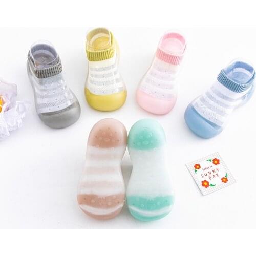 Summer Baby Toddler Ice Silk Stripe Breathable Shoes Non-Slip Anti-Off Foot Floor Knitted Socks 6Colors 5Size 729 KeDing