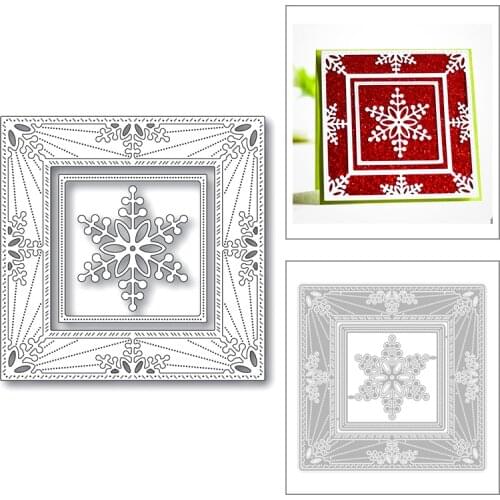 2020 New Square Frame and Snowflake Lace Embossing Background Metal Cutting Dies For Making Greeting Card Scrapbooking No Stamps