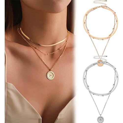 Multi-layered Coin Pendant Necklaces For Women Classic Retro Trendy Style Layered Necklace Wedding Party Fashion Jewelry Gifts