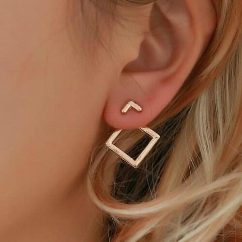 Fashion Square Triangle Earrings Geometric Gold Silver Color Stud Earrings For Women Wild Earing New Earings Jewelry A277