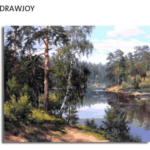 DRAWJOY Landscape Framed Painting By Numbers Wall Art DIY Canvas Oil Painting Home Decor For Living Room GX7799 40*50cm