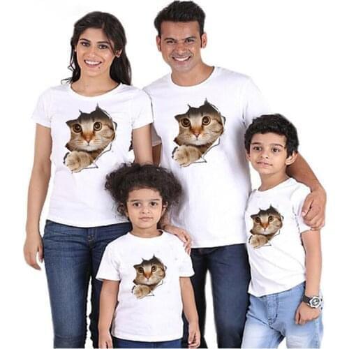 Family Matching Outfits Fashion Mama and Baby T-shirt Short Sleeve 3D Print Family Look T-shirts Mother Daughter Clothes