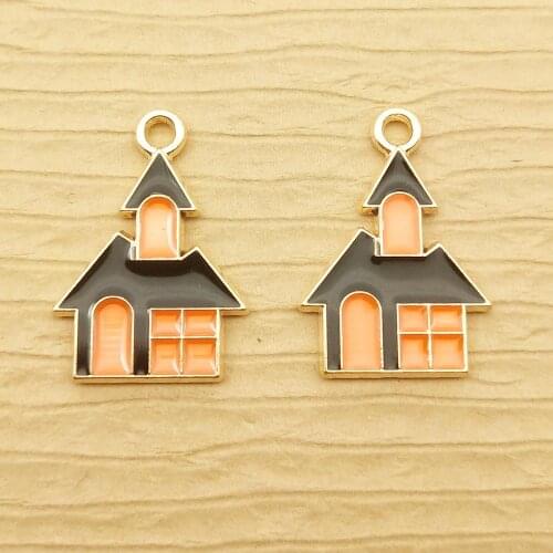 10pcs 15x22mm enamel house charm for jewelry making fashion earring pendant bracelet charm necklace charms diy finding