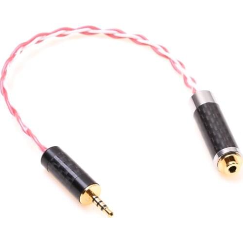 2.5mm Male to 2.5mm Female Trrs Balanced Audio Adapter Silver Plated Cable Compatible for Astell&Kern AK240 AK380 FIIO
