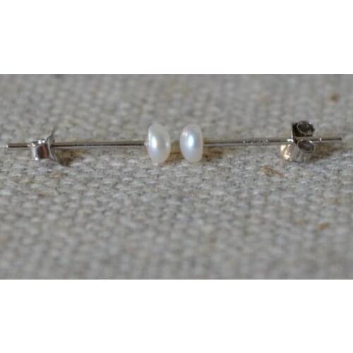 Unique Pearls Jewellery Store Small Pearl Earrings 3-4MM Tiny Real Freshwater Pearls Sterling Silver Stud Earrings Children Gift