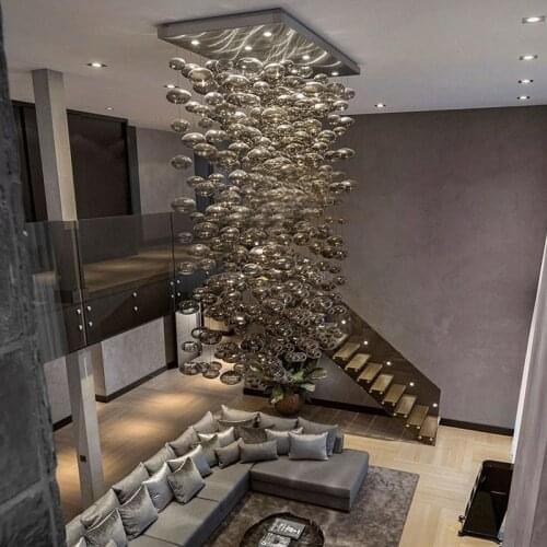 Modern LED Chandelier Lighting Oval Ball Lustre Loft Dining Room Blown Glass Bubble Chandeliers Kitchen Fixtures Luminaire Lamp