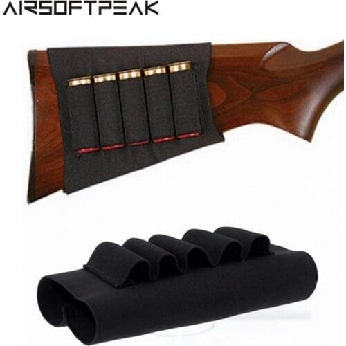 Airsoft Hunting Rifle Ammo Pouch Tactical Shotgun Butt Stock Cartridges Shell Holder Elastic Fabric Ammunition Carrier Pouch Bag
