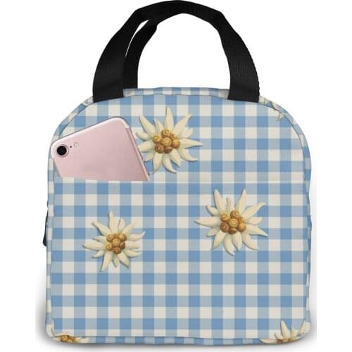 Lunch Bag Alpine Edelweiss Flowers Thermal Insulated Lunch Box Tote Cooler Bag Bento Pouch Lunch Container Food Storage Bag