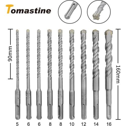 9pcs 160mm Electric Hammer Drill Bits 5/6/8/10/12/14/16mm Cross Type Tungsten Steel Alloy for Masonry Concrete Rock Stone