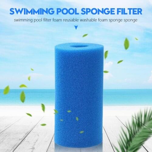 Light Blue High Density Cylindrical Swimming Pool Sponge Filter Reusable Foam Cartridge Washable Filter For Intex Type Accessory