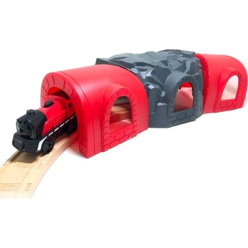 3 section tunnel cave can be used for straight rails or curved rails compatible with childrens toy trains cars track accessorie