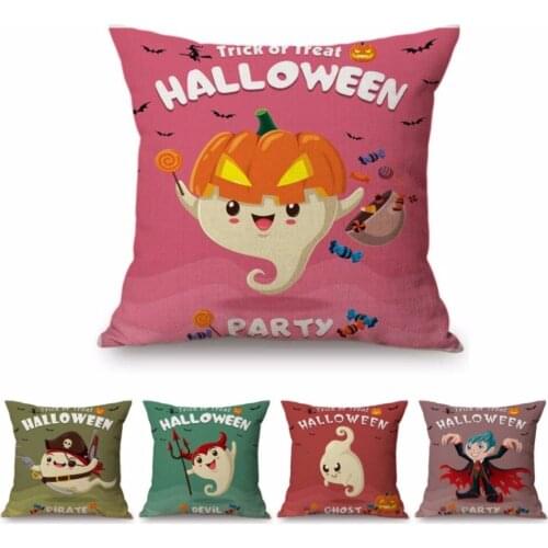 Trick or Treat Halloween Party Decoration Cute Cartoon Design Sofa Throw Pillow Case Bar Pub Halloween Decoration Cushion Cover