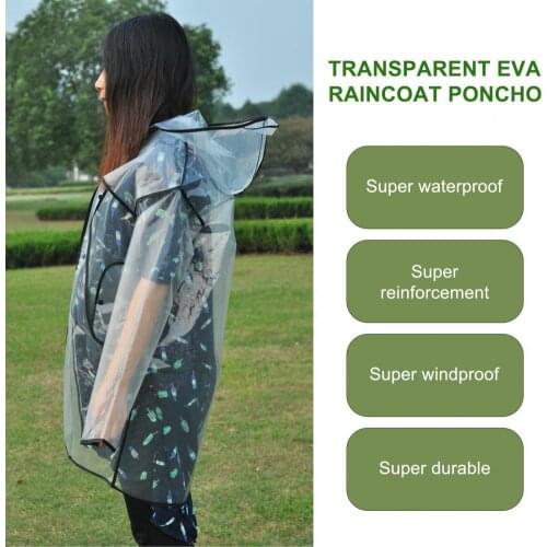 Thickened Stylish Long Sleeve Clear Raincoat Flexible Clear Raincoat Long Sleeve for Travel