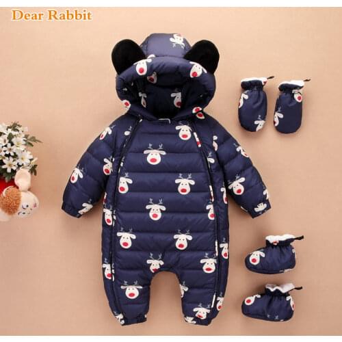 2020 spring Infant Duck down Costume Baby girl Snow clothes Newborn Snowsuit Jumpsuit Boys Ski Suit Kids Romper +shoes+gloves