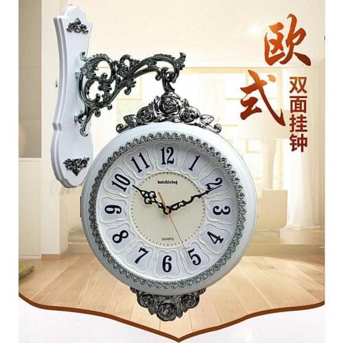 Vintage Luxury European Wall Clock Modern Design Double Sided Outdoor Large Wall Clock Living Room Relogio Parede Home Decor