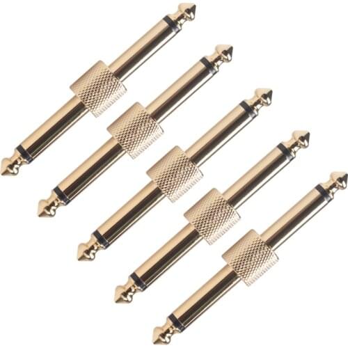 Quality 5Pcs 1/4 Inch 6.35 mm Guitar Effects Pedal Connector Coupler Jack Interface Cable Adaptor Electric Pedal Board Accessori