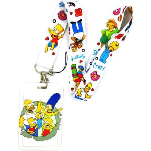 Funny Cartoon Characters Lanyard Credit Card ID Holder Bag Student Women Travel Card Cover Badge Car Keychain Decorations