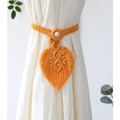 Leaves Macrame Curtain Tiebacks Shaped Braided Curtain Tieback Living Room Holdback Window Curtain Strap on Aesthetic Home Decor
