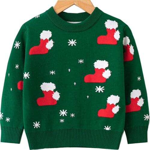 2-7 Years Christmas Jumper Baby Girls Woolly Sweaters Kids Knitting Pullovers Tops Cute Long Sleeve Knitwear Children Clothes