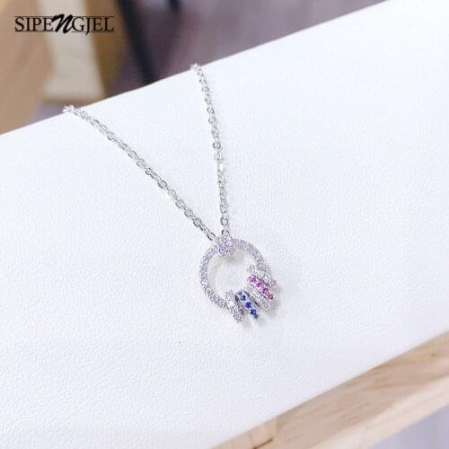 SIPENGJEL Fashion Cubic Zirconia Small Circle Round Pendant Necklace Colorful Stone Choker Necklace For Women Jewelry 2021