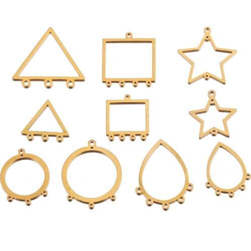 10PCS Stainless Steel Gold Earring Geometry Findings Teardrop Link Connectors DIY Dangle Ear Wire Components Wholesale