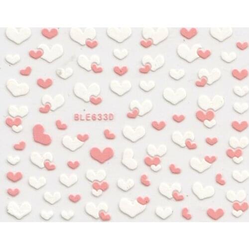 1pc Pink White Nail art Sticker Lovely Heart Shaped Bow Knot 3D DIY Self-Adhesive Design Decal Manicure Tips Decoration