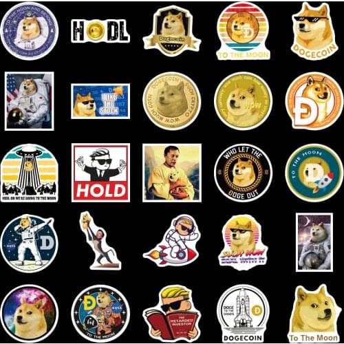 10/50Pcs dogecoin Sticker DIY Graffiti Skateboard Suitcase Guitar Luggage Laptop Phone Sticker Classic Toy