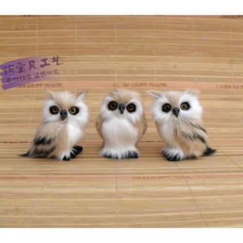 3 pieces a lot mini cute creative simulation owl toys polyethylene&fur owl dolls gift about 7cm 0922
