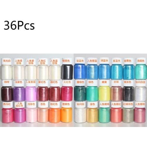 36pc Mermaid Pearlescent Powder Dropping Glue Resin Natural Mica Mineral Powder