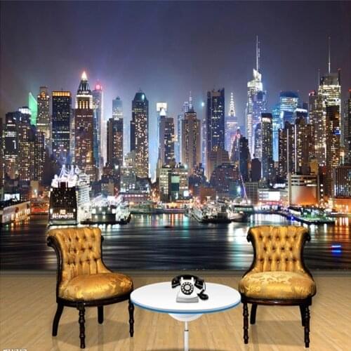 Custom 3D Photo Wallpaper for Living Room New York City Night Wall Paper Home Decor Sofa TV Background Mural Papel De Parede 3d