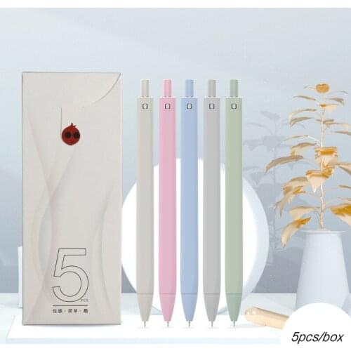 5pcs/box 0.38mm Morandi Color Gel Pen Black Ink Signature Pen Writing Smoothly School Office Writing Stationery