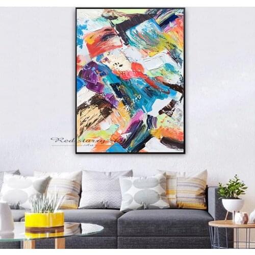 Abstract oil painting on canvas Handmade Modern Bright Color abstract painting colorful landscape Picture Home Wall Hotel decor