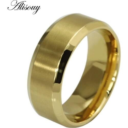 Alisouy Fashion Black Men Ring 316l Stainless Steel Jewelry Wholesale Wedding Rings High Quality Classic Elegant Accessories
