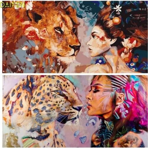 DIY Diamond embroidery Cross stitch Full Square Diamond mosaic Wolf leopard tiger Full Round Diamond painting Feather sunflower