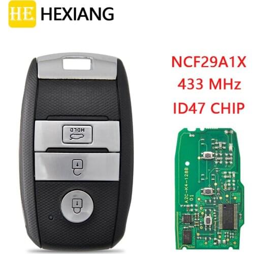 HE Xiang Car Remote Key For KIA K4 Sportage Sorento ID47 NCF29A1X 433MHz 3 Button Replace Smart Card Keyless Go With Logo