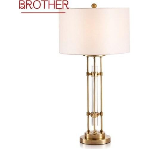 BROTHER White Table Lamp Contemporary LED Decorative Desk Lighting for Home Living Room