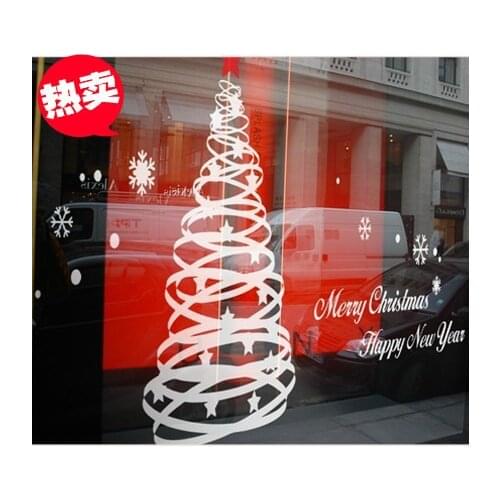 Large Christmas Tree Sticker X mas Decal Posters Vinyl Wall Decals Decor Mural Glass Shop Window Home Decoration