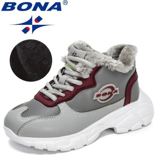 BONA 2021 New Designers High Top Children Snow Boots Comfortable Warm Shoes Outdoor Kids Winter Boots Non-Slip Plush Shoes Child