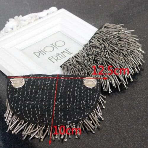 Handmade sequins beaded jewelery tassel big shoulder brooch epaulet /epaulettes spikes/escapulario blazer accessories/pin badge