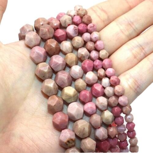 Faceted Natural Stone Rhodonite Stone Beads Round Spacer Beads For Jewelry Making Diy Bracelet Necklace Accessories 6/8/10 MM
