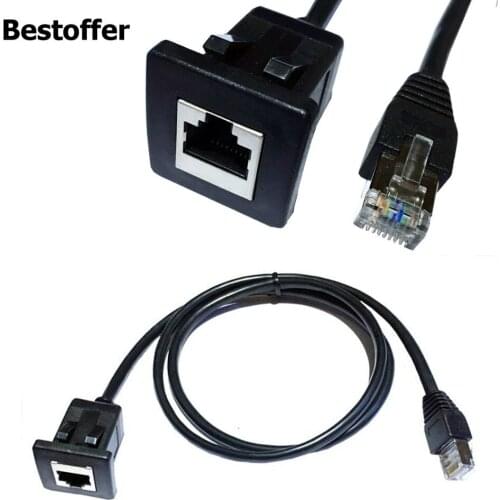 CAT5e RJ45 male to female Flush Mount Socket Faceplate Module Extension Cable 1M/2M