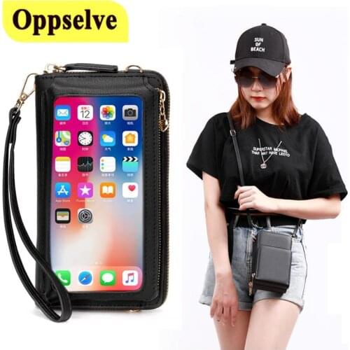2021 New Diagonal Bag Touch Screen Mobile Phone Case Fashiona Multifunctional Wallet Charing Cable Storage Pouch Earphone Box